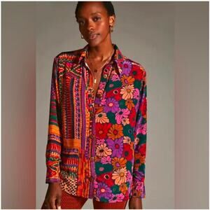 Farm Rio x Anthropologie Mix Print Button-Up Shirt – XL